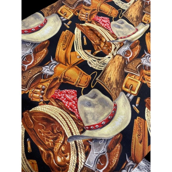 Cowboy Western Fabric 2 Yards UNCUT Large Piece Blank Quilting Hat Boots Saddle